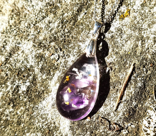 Seelenkraft Orgon Anhänger mit Amethyst, Rosenquarz und Bergkristall